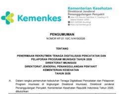 Pengumuman Rekrutmen Tenaga Digitalisasi Pencatatan dan Pelaporan Program Imunisasi